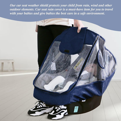 Miracle Baby Car Seat Rain Cover, Universal Infant Car Seat Weather Shield with Storage Bag,Waterproof Baby Car Seat Cover with Breathable Ventilation, Baby Travel Accessories (Grey)