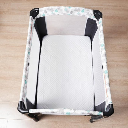 david's kids 2 Pack Waterproof Mini Crib Mattress Protector, Fit Pack N Play, Playard and Mini Crib Mattresses, Ultra Soft Breathable Pad Cover for Boys Girls Neutral, White & Grey Checker