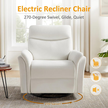 VANOMi Power Recliner Chair Swivel Glider, Electric Rocking Recliner Chairs with USB and Type-C Ports, Nursery Chair Recliner for Living Room, Bedroom, Apartment（Camel）