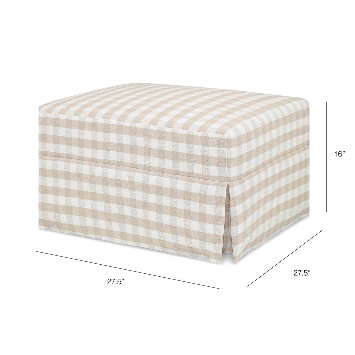 Namesake Crawford Gliding Ottoman in Blue Gingham, Greenguard Gold & CertiPUR-US Certified