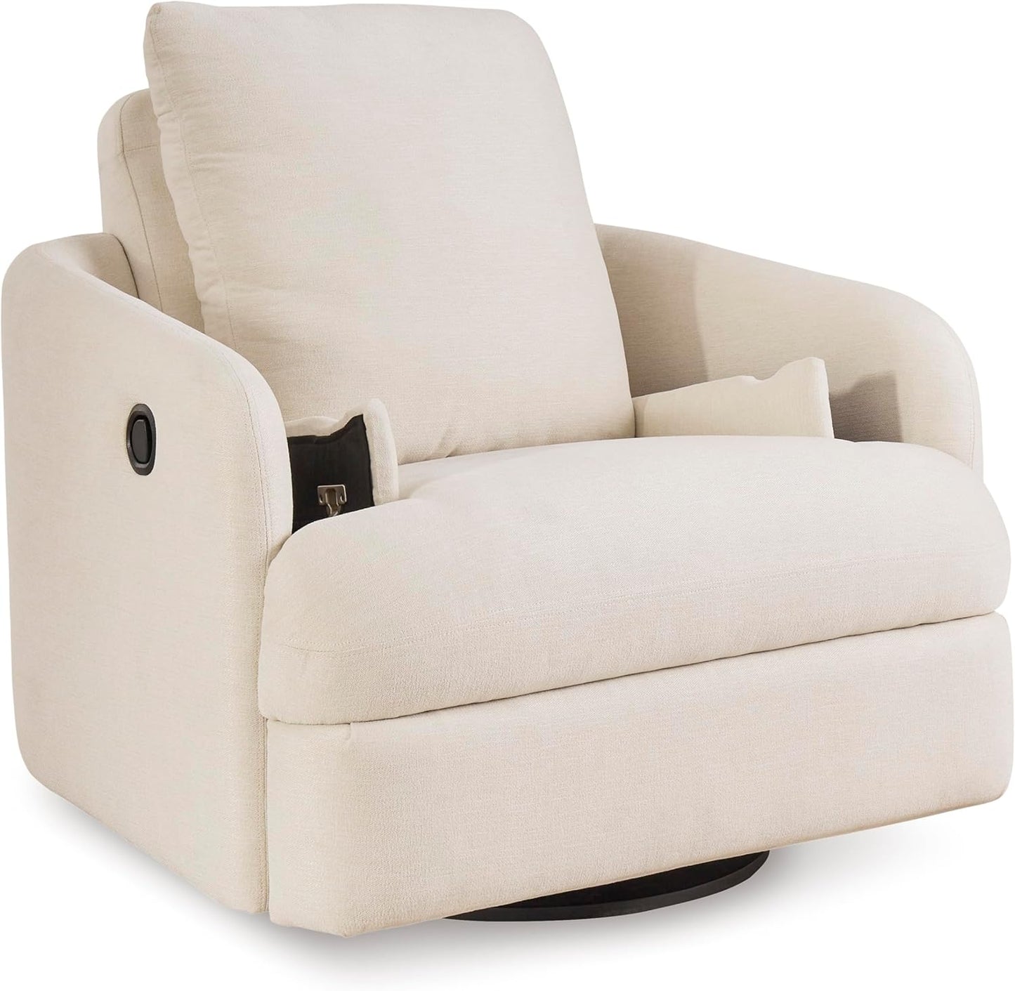 Signature Design by Ashley Modmax Coastal Press-Back Swivel Glider Rocker Recliner with Machine Washable Cover, Hidden Storage Compartments and 2 Bolster Pillows, Beige - Colors B