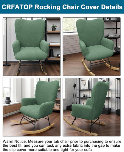 CRFATOP Jacquard 1 PC Nursery Rocking Chair Recliner Covers Upholstered Glider Rocker Banquet Armchair Slipcover Stretch Accent Chairs Furniture Protector for Living Room Bedroom Offices,Green