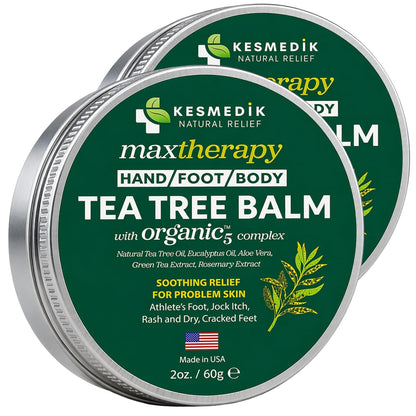 KESMEDIK Tea Tree Oil Balm for Skin, Soothes Itching, Rashes & Dry Skin, Antifungal Defense for Athlete’s Foot, Jock Itch, Chafing, Bug Bites & Eczema, Natural, Effective & Safe for All Ages