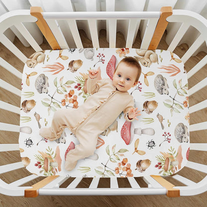Fitted Crib Sheets White Bears with Clouds Stretchy Portable Playard Sheets for Baby Toddler, Breathable Soft Mini Crib Mattress 39 x 27 in for Boys and Girls