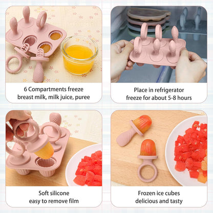 Silicone Toddlers Popsicle Molds with Sticks, 2Packs Mini Popsicles Molds for Baby Breastmilk Popsicle Molds for Teething Relief, Frozen Treats Maker Popsicle Maker Ice Pop Mold for Babies Kids