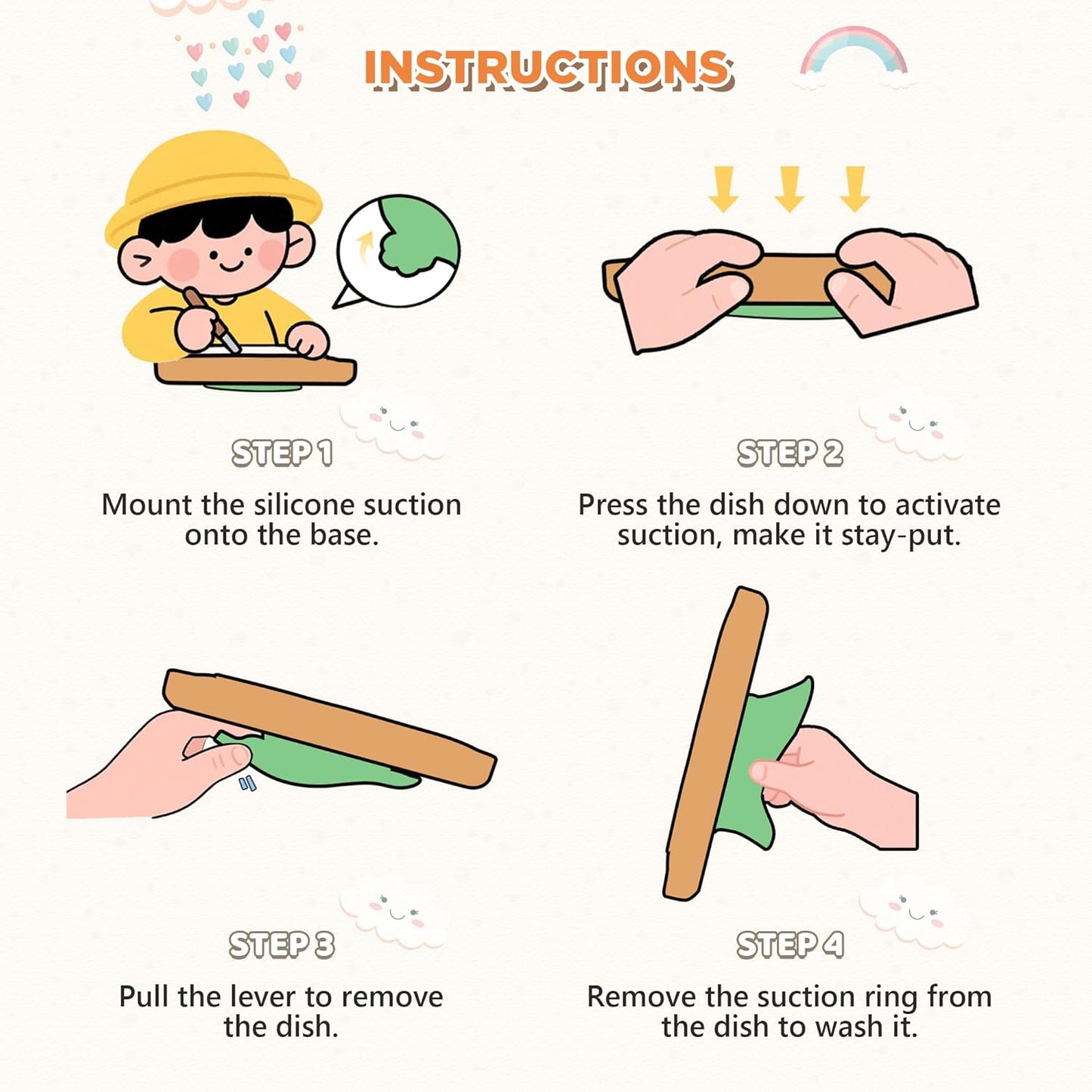 Bamboo Suction Plates Bowls Set for Baby Toddler - Includes Bamboo Bowl, Divided Plate, Silicone Fork & Spoon, All-Natural Baby Feeding Set for Baby-Led Weaning
