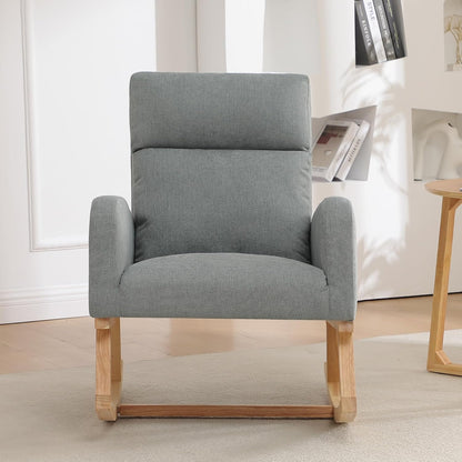 Rocking Chair Nursery - Glider Modern Accent Chairs Upholstered Nursing Rocker Padded Armchair for Indoor Living Room Bedroom Beige