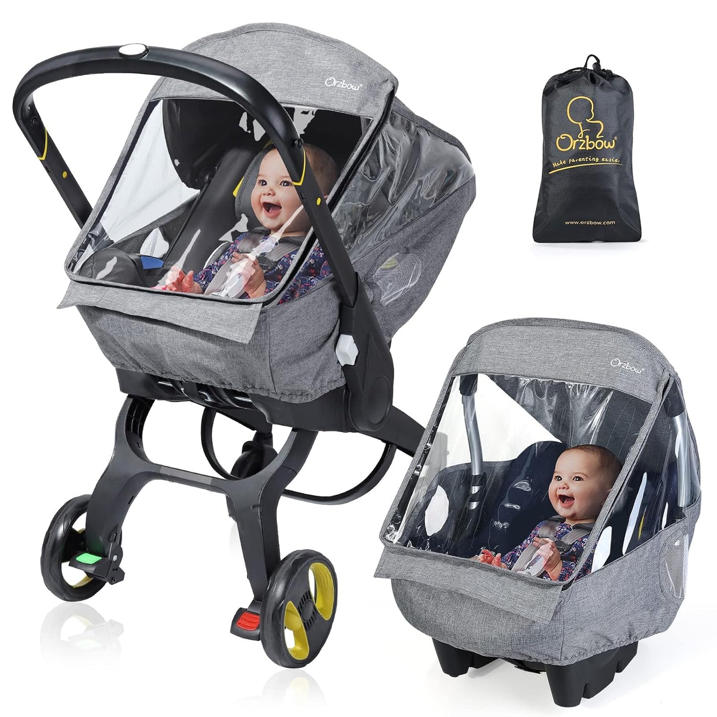 Car Seat Rain Cover, Compatible with Doona Infant Car Seat Stroller, Universal Rain Cover with Window for Waterproof, and Windproof, Breathable Baby Travel Weather Shield Stroller Accessories, Black