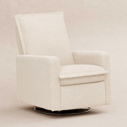 Babyletto Cali Pillowback Swivel Glider in Performance Plastic Cream Eco-Weave, Water Repellent & Stain Resistant, Greenguard Gold and CertiPUR-US Certified