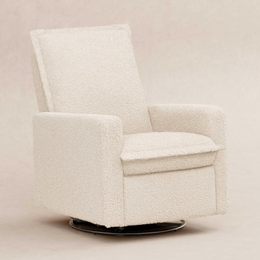 Babyletto Cali Pillowback Swivel Glider in Performance Plastic Cream Eco-Weave, Water Repellent & Stain Resistant, Greenguard Gold and CertiPUR-US Certified
