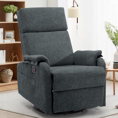 Korser Recliner Chair, Swivel Rocking Recliner Chair for Adults, Glider Rocking Chair, Small Nursery Chair Recliner for Living Room, Reclining Chair with Modern-Designed Armrests, Chenille, Beige