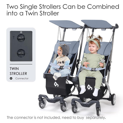 Beberoad Love R1 Auto-Folding Ultra Lightweight Double Stroller Twin Strollers, Side by Side Stroller for Babies and Toddlers Aged 6-36 Months, Only 23.5 lbs, Can Turn into Two Single Strollers, Black