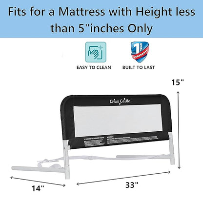 Dream On Me Lightweight Mesh Security Adjustable Bed Rail Double Pack with Breathable Mesh Fabric in Black, 2 Count (Pack of 1)