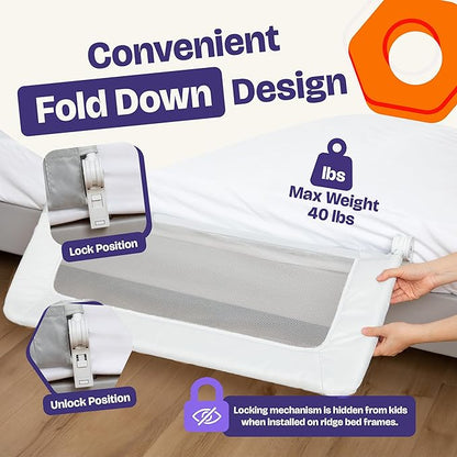 ComfyBumpy 1-Pack Bed Rail for Toddlers 35.5" L x 19.5" H | Toddler Bed Rails for Twin, Full & Toddler Mattress Size | Swing Down Rail Guard | Mattress Side Rail for Kids | White