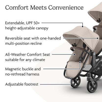 UPPAbaby RumbleSeat V3 Second Lower Seat - Compatible with Vista V2 and Vista V3 - All-Weather Seat + Magnetic Buckle – Adapters Included -Owen (Mocha Mélange)