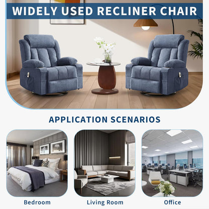 GarveeLife Rocking Recliner Chair for Nursery Glider Recliner with Cup Holder Swivel Rocker with Upholstered Deep Seat Comfy Single Sofa for Living Room Grey