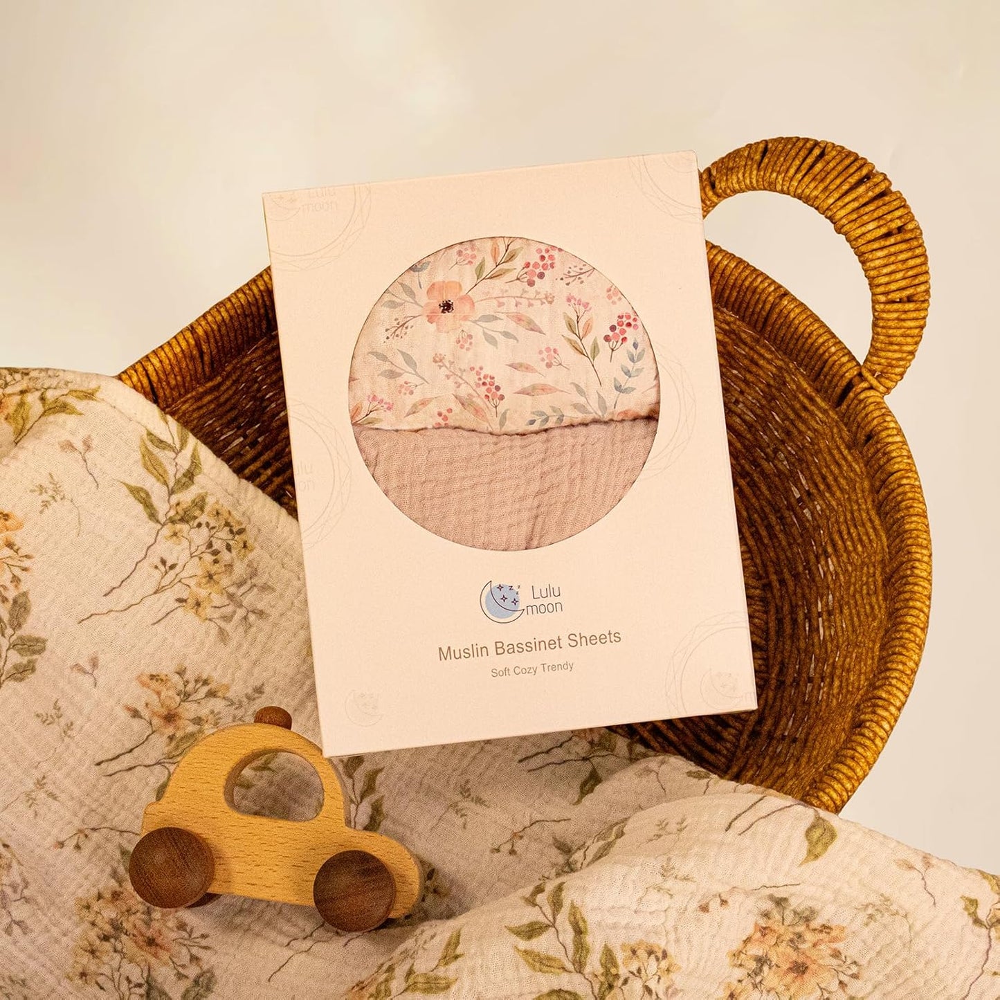 lulumoon Baby Bassinet Sheets Muslin: Cotton Bedside Bassinet Sheets Leaf for Boys - Fitted for Bedside Sleeper Mattress
