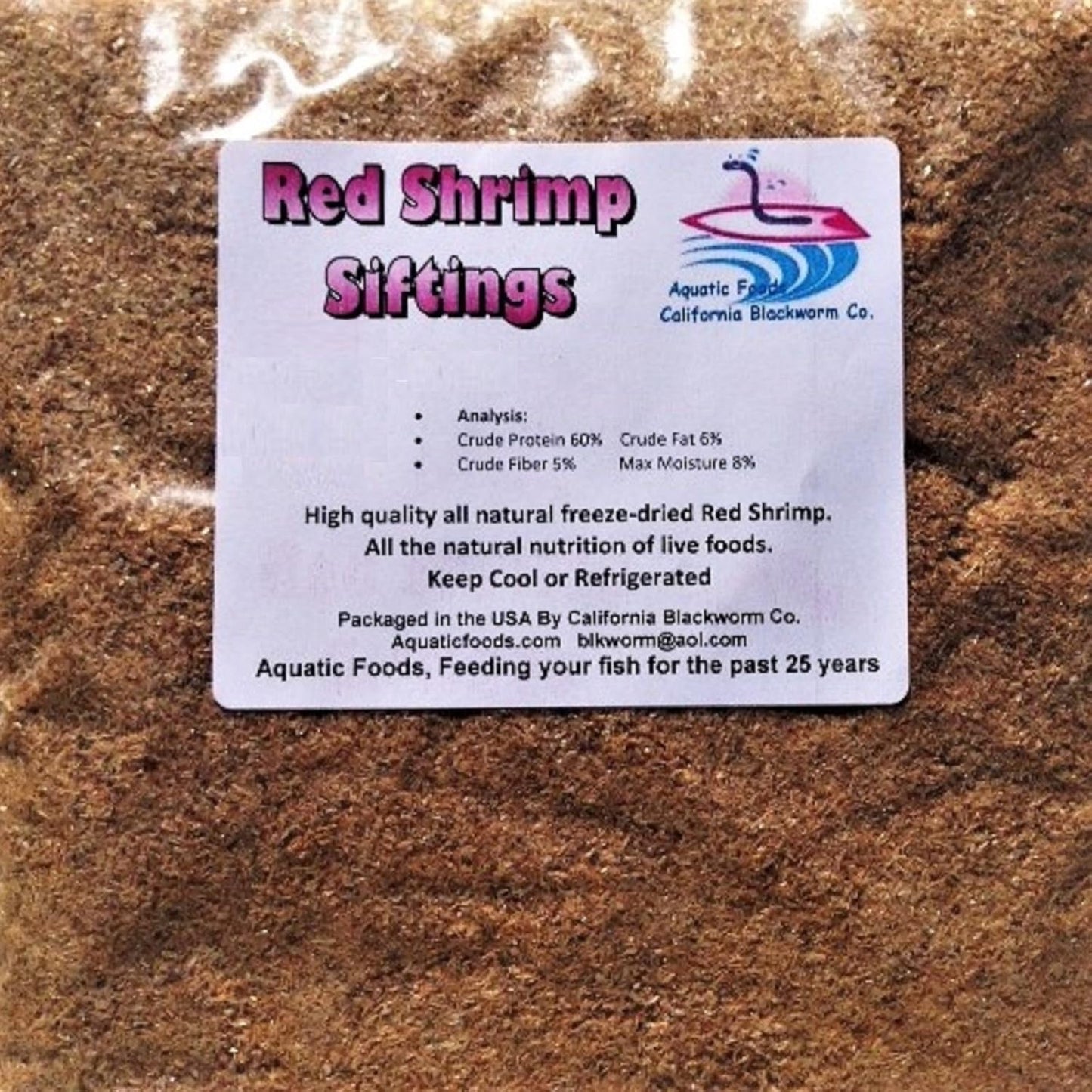 Aquatic Foods Inc. Freeze Dried Arctic Krill Semi Powdered Siftings for Fry, Babies, Small Fish and DIY Fish Food Makers - 1-lb