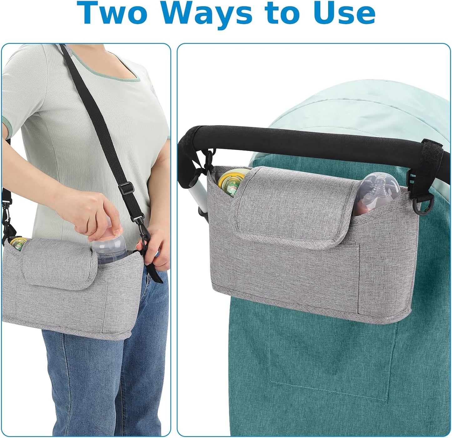 Accmor Universal Stroller Organizer, Stroller Bag Caddy Organizer, Stroller Organizer Accessories for Uppababy, Baby Jogger, Nuna, Doona, Britax Strollers
