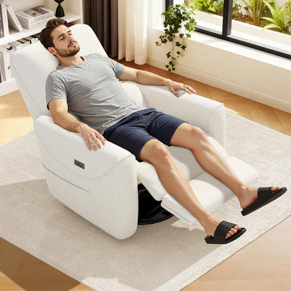 KINGYES Power Recliner Chair, 270° Swivel Glider, Living Room Recliner with USB-C Port, Nursery Rocking Chair, Gray