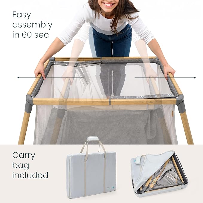 Tutti Bambini CoZee® Go 3-in-1 Portable Bassinet, Baby Playpen & Travel Crib | Foldable Playard with Mattress Included | Birth to 3 Years (Oak & Charcoal) | Baby essentials, Travel essentials, Baby registry search