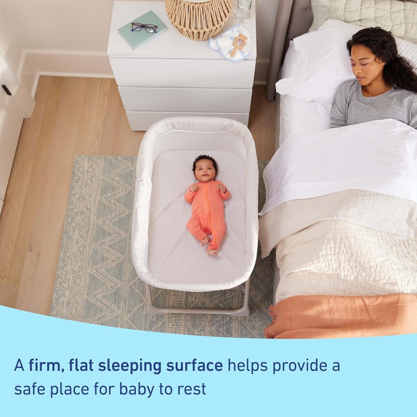 Graco® DreamMore Bedside, Newborn, Travel, Portable Bassinet for Newborn Babies to 6 Months, Willow