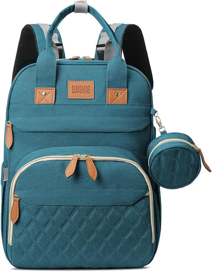 JSTPRO Diaper Bag Backpack, Large Diaper Bag with Changing Station, Baby Bag, New Mom Gifts, Lightweight Waterproof Unisex Diaper Bag with Insulated Pockets and USB Charging Port, Cyan