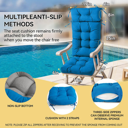 Millsilo Rocking Chair Cushions 3-Piece Set with Neck Pillow, Indoor Rocker Comfortable Tufted Non-Slip Pads with Ties, High-Density Foam Cushion for Adirondack Glider Chair, Orange, 52 x 19 x 4 Inch