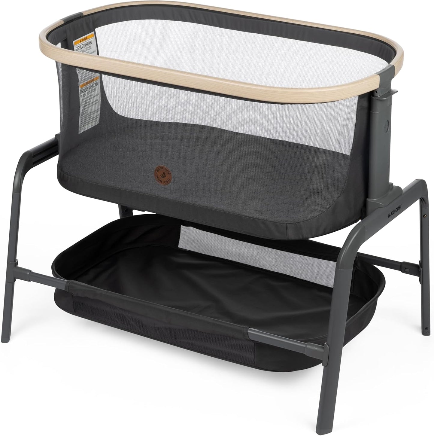 Maxi-Cosi Iora Baby Bassinets Bedside Sleeper, Portable Bassinet, Infant Bedside Sleeper Crib, Height Adjustable, Breathable Mesh, Large Storage Basket, Truffle