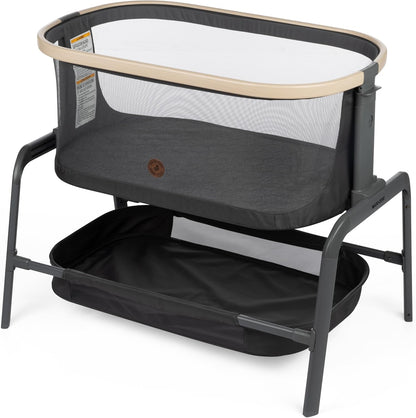 Maxi-Cosi Iora Baby Bassinets Bedside Sleeper, Portable Bassinet, Infant Bedside Sleeper Crib, Height Adjustable, Breathable Mesh, Large Storage Basket, Truffle