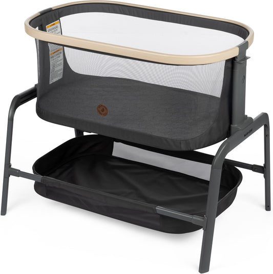 Maxi-Cosi Iora Baby Bassinets Bedside Sleeper, Portable Bassinet, Infant Bedside Sleeper Crib, Height Adjustable, Breathable Mesh, Large Storage Basket, Truffle