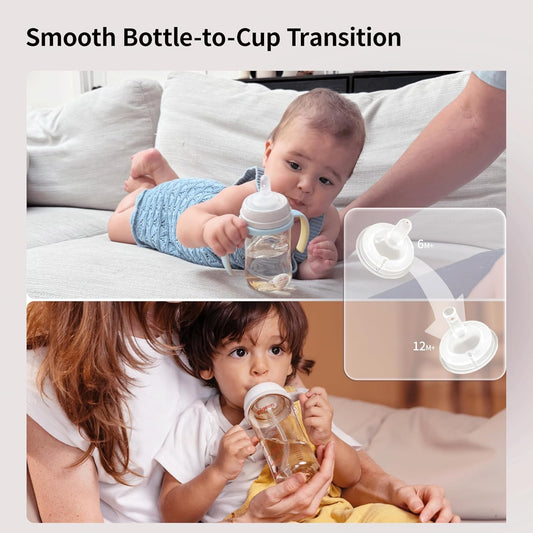 Pigeon Sippy Straw Conversion Kit for Babies 6M+ | Soft Silicone Sipper, Weighted Straw & Cleaning Brush | Smooth Bottle-to-Cup Transition