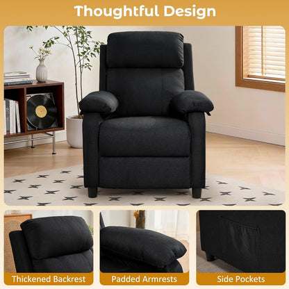 Korser Recliner Chair, 360 Swivel Rocker Chair for Adults, Small Rocking Recliner for Small Spaces, Upholstered Fabric Glider Recliner Nursery