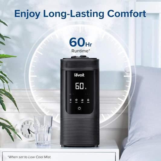 LEVOIT Evaporative Humidifiers for Bedroom Baby, Dual Air and Water Filters, Separate Sensor, Blue Light Free for Nursery Nightlight, Auto Dry, Smart Control & Alexa, Auto Mode, 3.8L Tank for 36H