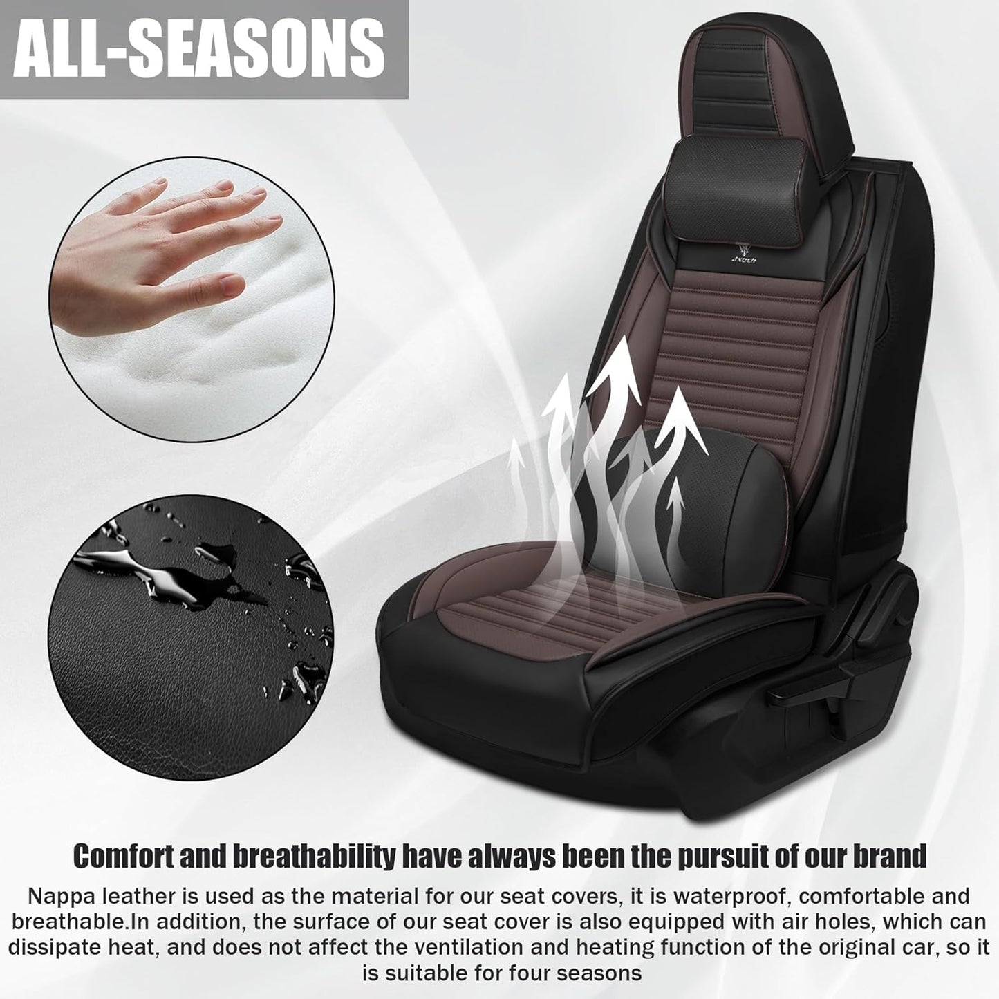 Seat Covers Fit for Mini Convertible 2009-2025 Premium Leather Car Seat Covers, Waterproof Non-Slip and Airbag Compatible, Fashion Car Seat Protector (Black Red,Front Set with Pillow)