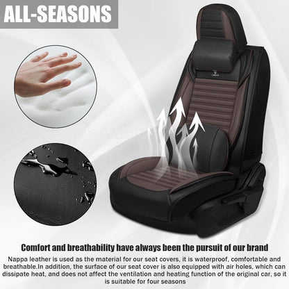 Seat Covers Fit for Mini Convertible 2009-2025 Premium Leather Car Seat Covers, Waterproof Non-Slip and Airbag Compatible, Fashion Car Seat Protector (Black Red,Front Set with Pillow)
