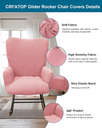 CRFATOP Jacquard 1 PC Nursery Rocking Chair Recliner Covers Upholstered Glider Rocker Banquet Armchair Slipcover Stretch Accent Chairs Furniture Protector for Living Room Bedroom Offices,Green