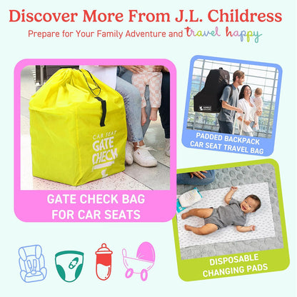 J.L. Childress Gate Check Bag for Single & Some Double Strollers - Travel Bag for Airplane, Fits Most Standard Baby Strollers, Airport Accessories for Gate Check, Flying Essentials - Red