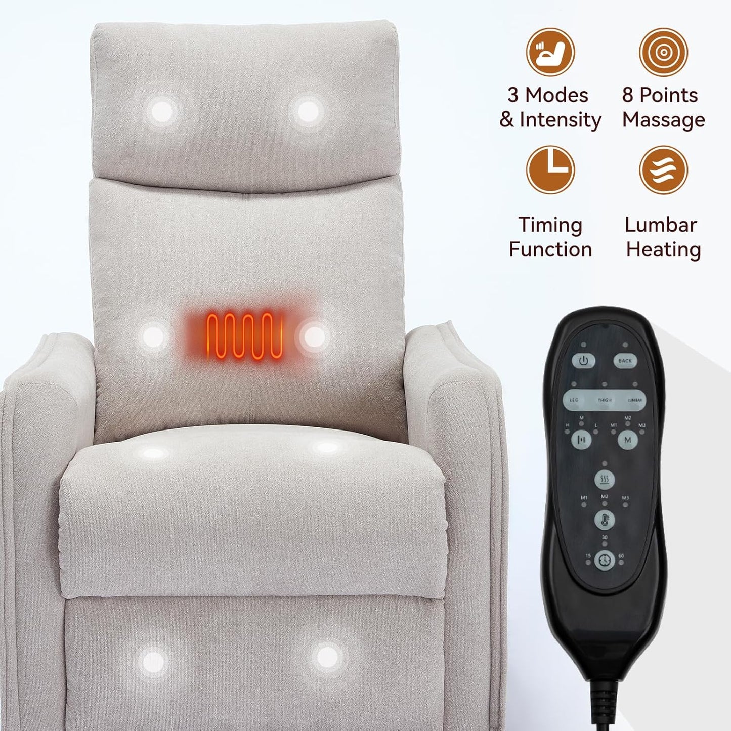 Swivel Rocker Recliner Chair for Adults, Nursery Rocking Chair with Heat and Massage, Glider Reclining Chair for Small Space Living Room Bedroom, Faux Leather Black