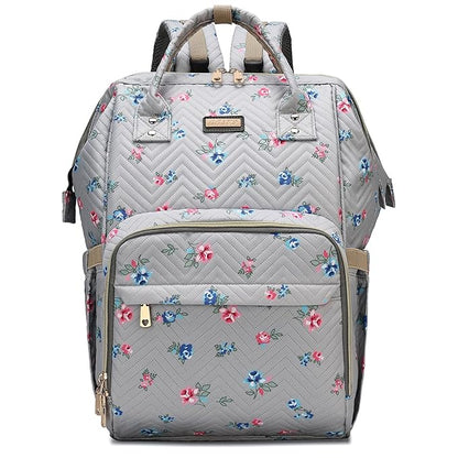 GAIVP Diaper Bag Backpack for Women, Baby Bags for Girls,Diaper Bag with Changing Pad, and Insulated Pockets-Grey Flowers