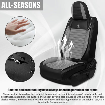 Seat Covers Fit for Mini Convertible 2009-2025 Premium Leather Car Seat Covers, Waterproof Non-Slip and Airbag Compatible, Fashion Car Seat Protector (Black Red,Front Set with Pillow)