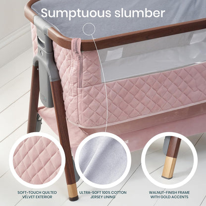 Tutti Bambini CoZee® 2-in-1 Baby Bassinet & Bedside Sleeper - Fast-Folding Bedside Bassinet, Baby Crib with 6 Mattress Heights & Breathable Mesh Window, Mattress Included, 0-6 Months (Oak & Charcoal)