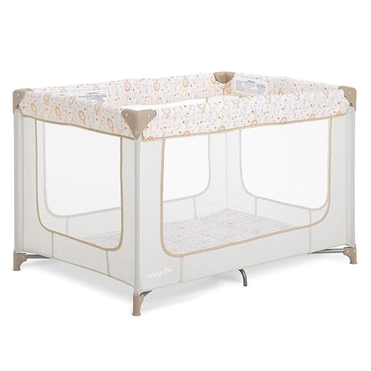 Dream On Me Zodiak Baby Playard, Breathable Mesh Sides, Soft Comfortable Mattress, Quick & Easy to Fold with Travel Carry Bag, Compact Space Saving Design - Beige
