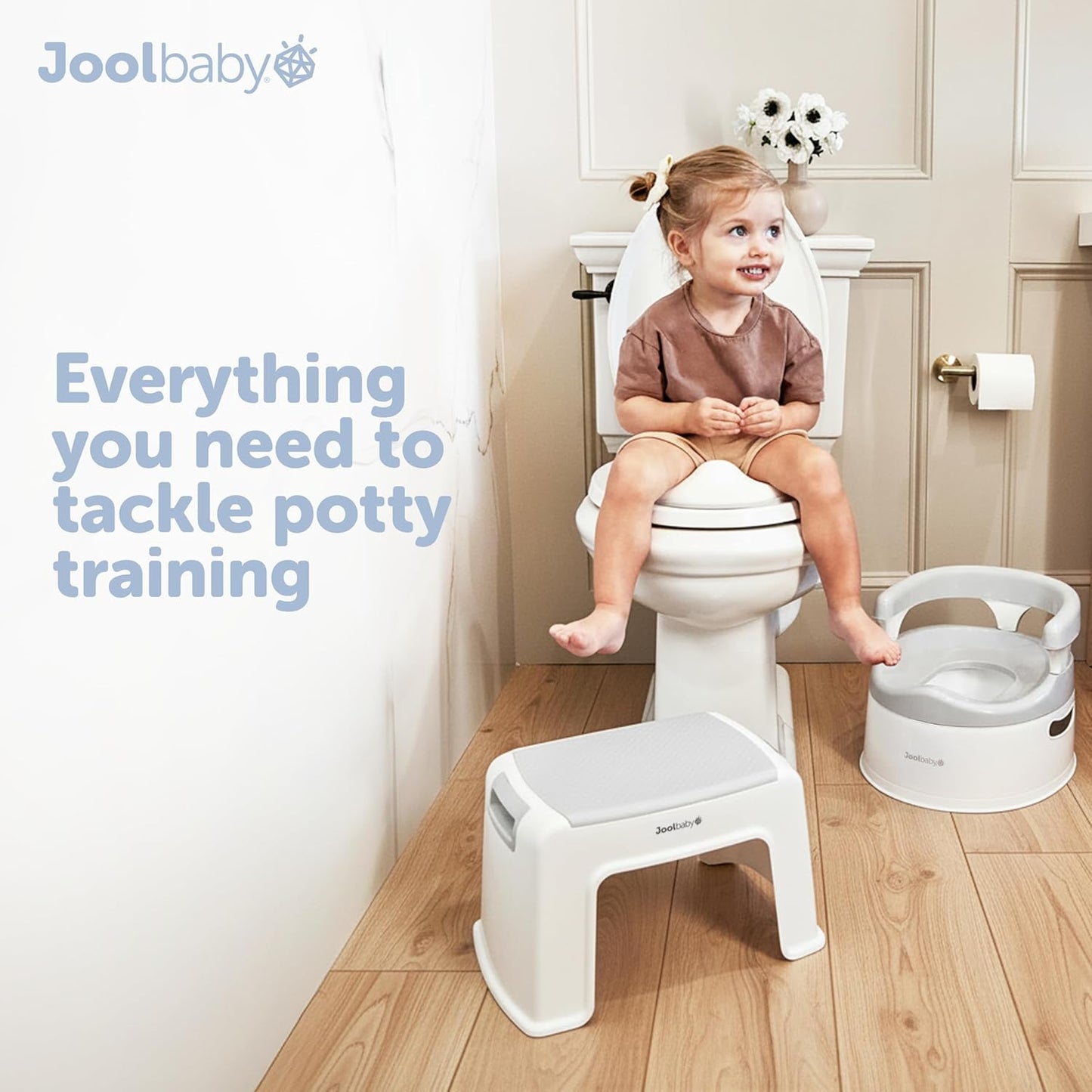 Jool Baby 3-Piece Potty Training Kit - Includes Toddler Potty Chair, Potty Seat for Toilet & Step Stool