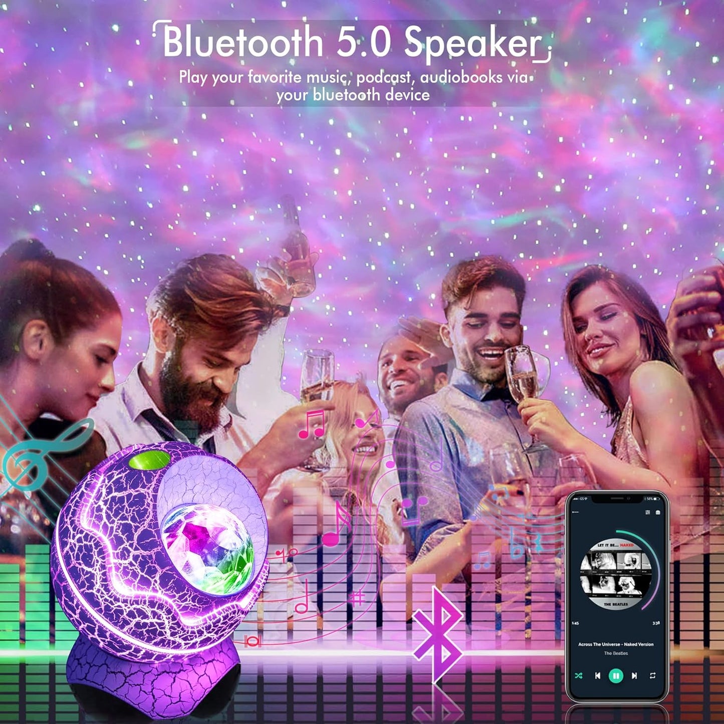 Rossetta Star Projector, Galaxy Projector for Bedroom Nebula Night Light Projector with White Noise, Bluetooth Speaker, Timer and Remote, Kids Room Decor, Birthday, Party, Gifts for Kids Teens Adults