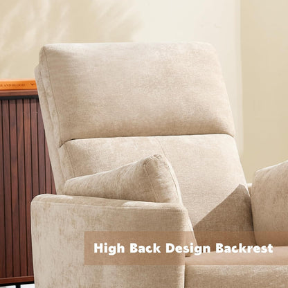 Power Recliner,Nursery Swivel Glider Rocking Chair with USB Port,Upholstered Adult Electric Recliner Rocking Chair with 2 Pillows for Living Room Bedroom (Beige Corduroy, Power-Driven)