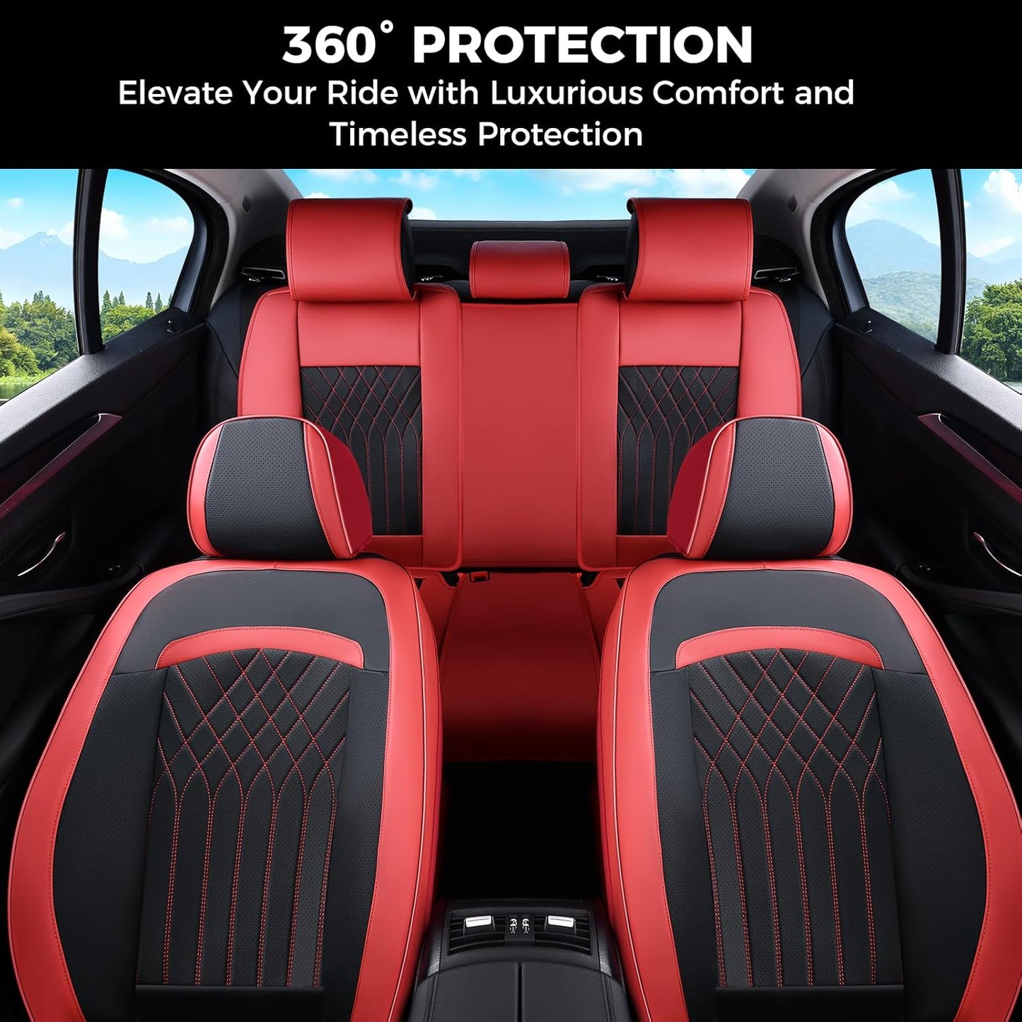 FLORICH Car Seat Covers Front Seat, Leather Seat Covers for Cars, Car Seat Protector Waterproof, Universal Automotive Seat Covers, Front Car Seat Cover Fit for Most Sedans SUV Pick-up Truck