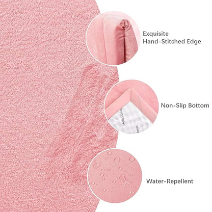 Huloo Sleep Baby Play Mat for Floor,1.3" Thick Elasti-Foam 74×50 Playpen Mat for Toddlers Infant kids,Water-Repellent Soft Coral Velvet for Tummy Time, Non-Slip Backing for Crawling,Tatami Style(Pink)