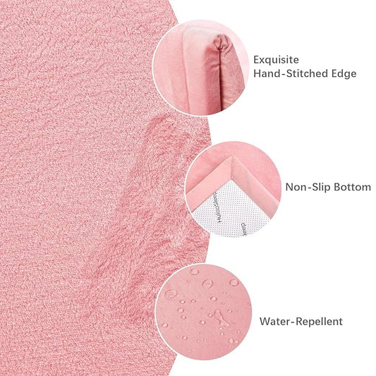 Huloo Sleep Baby Play Mat for Floor,1.3" Thick Elasti-Foam 74×50 Playpen Mat for Toddlers Infant kids,Water-Repellent Soft Coral Velvet for Tummy Time, Non-Slip Backing for Crawling,Tatami Style(Pink)
