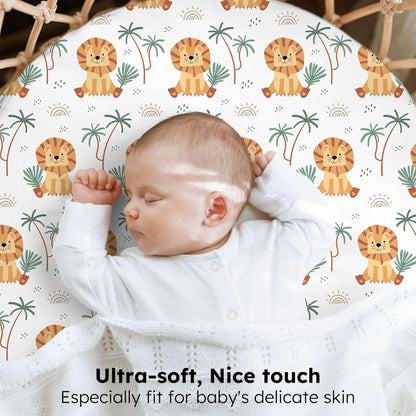 Baby Bedside Bassinet Sheets Girl, 33”x20” Compatible with Baby Delight Dream On Me & Most Rectangle Bedside Sleeper Bassinet Mattress, Super Soft Microfiber Pink Butterfly Flower